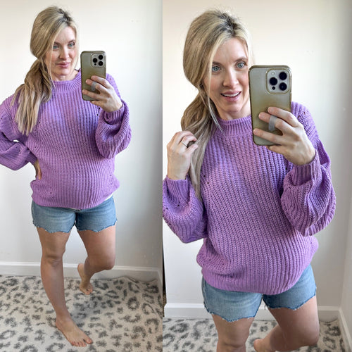 Cozy Knit Sweater In Orchid - Maple Row Boutique 