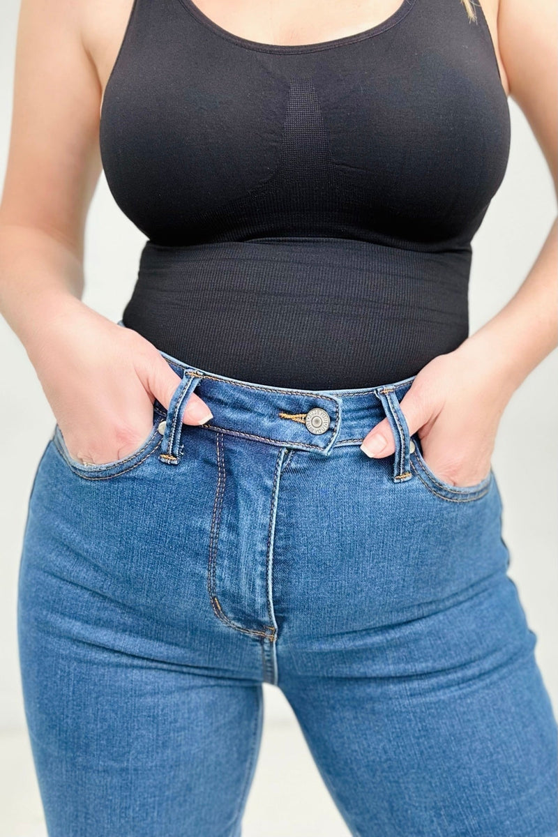 Cool Runnings Control Top, Cool Denim Flare Jeans By Judy Blue - Maple Row Boutique 