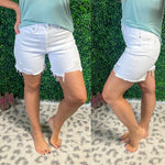 Risen White Distressed Shorts - Maple Row Boutique 
