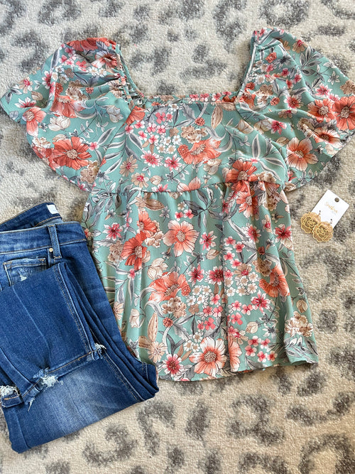 Tea Time Floral Blouse - Maple Row Boutique 