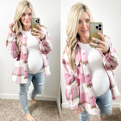 Pink Plaid Shacket - Maple Row Boutique 