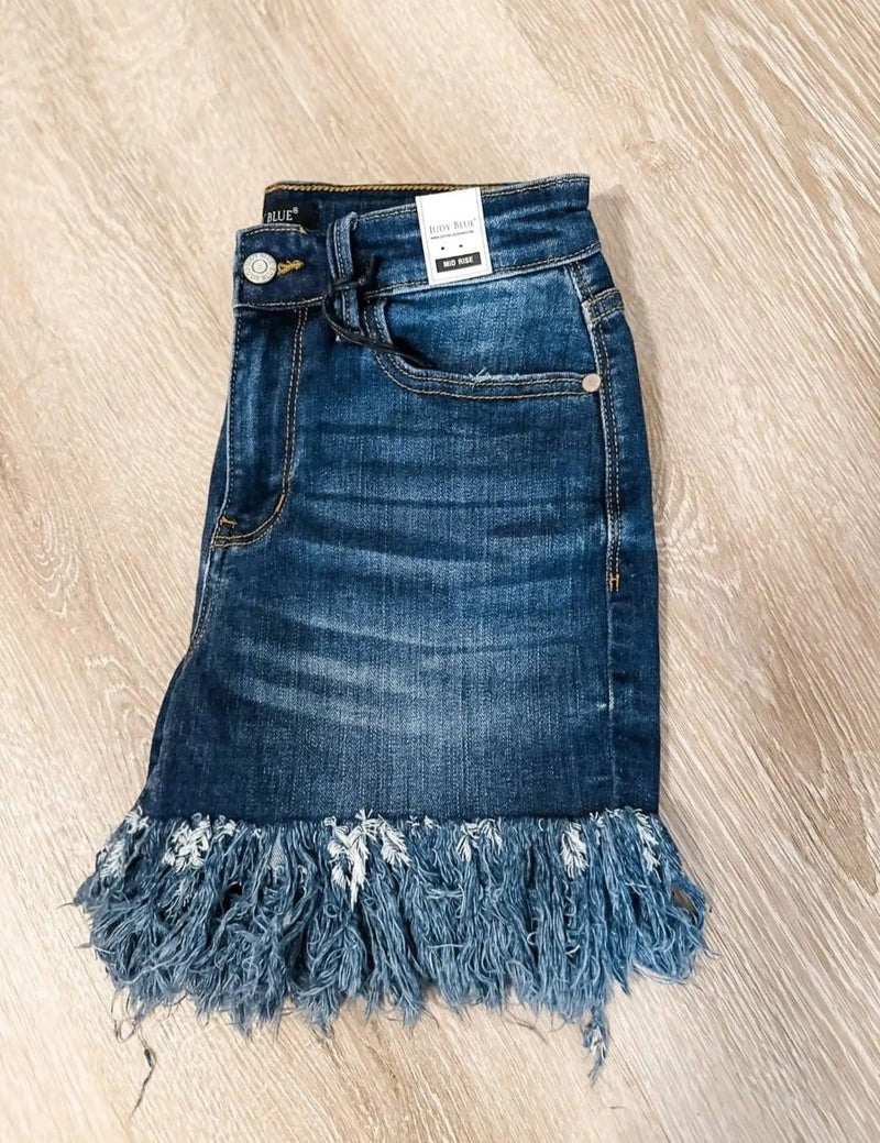 Judy Blue Fringe Hem Shorts - Maple Row Boutique 