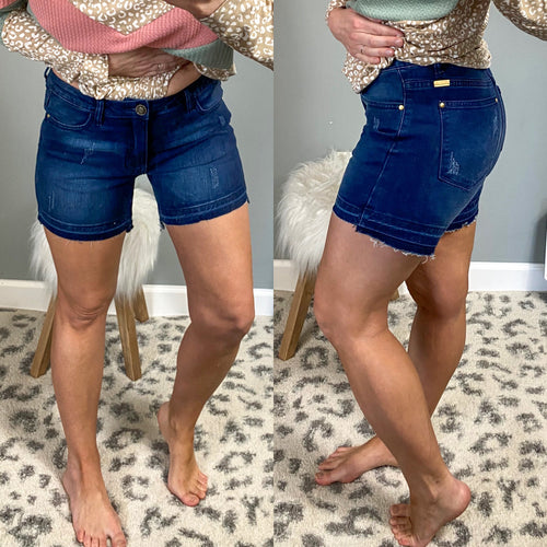 Ocean Hem Denim Shorts - Maple Row Boutique 