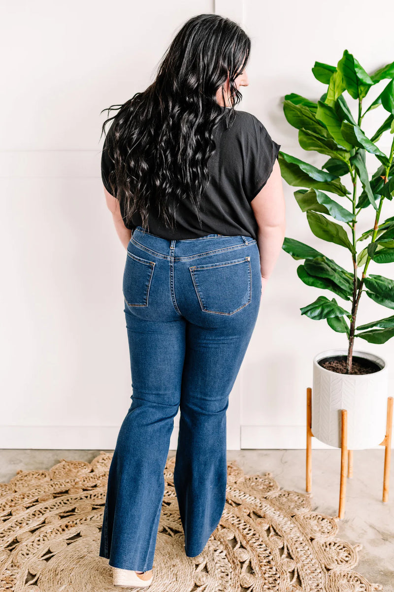 Cool Runnings Control Top, Cool Denim Flare Jeans By Judy Blue - Maple Row Boutique 