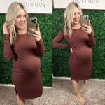 Midi Dress in Toasted Almond - Maple Row Boutique 