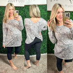 Snow Leopard Wrap Back Detail Top - Maple Row Boutique 