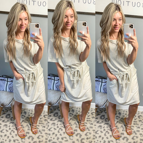 Oatmeal French Terry Summer Dress - Maple Row Boutique 