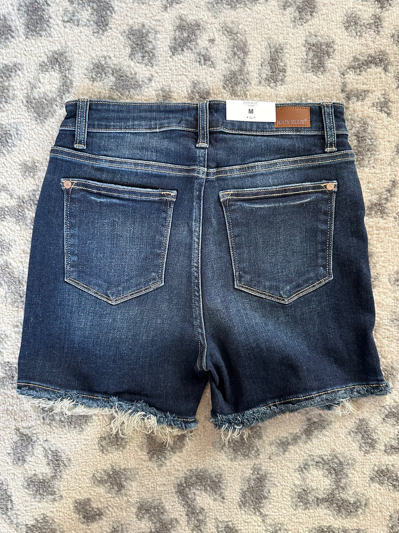 Distressed Hem Judy Blue Shorts - Maple Row Boutique 