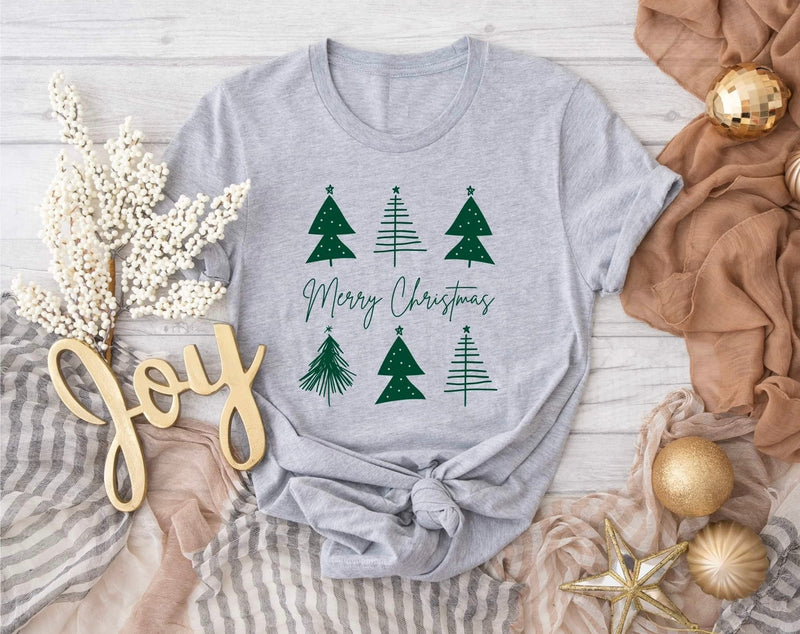 Merry Christmas Tee Grey - Maple Row Boutique 