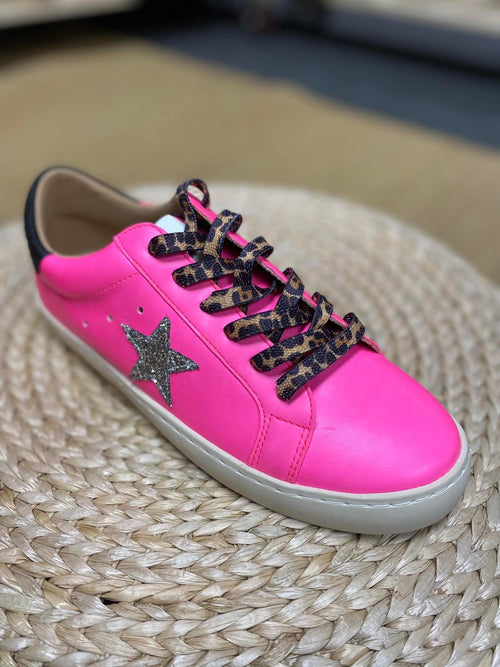 Skylar Peach Sneaker in Hot Pink - Maple Row Boutique 