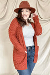 Open Front Woven Texture Knitted Cardigan With Pockets - Maple Row Boutique 