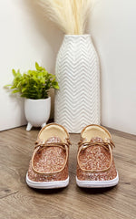 Corkys Kayak Sneaker in Rose Gold Glitter - Maple Row Boutique 