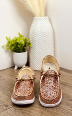 Corkys Kayak Sneaker in Rose Gold Glitter - Maple Row Boutique 