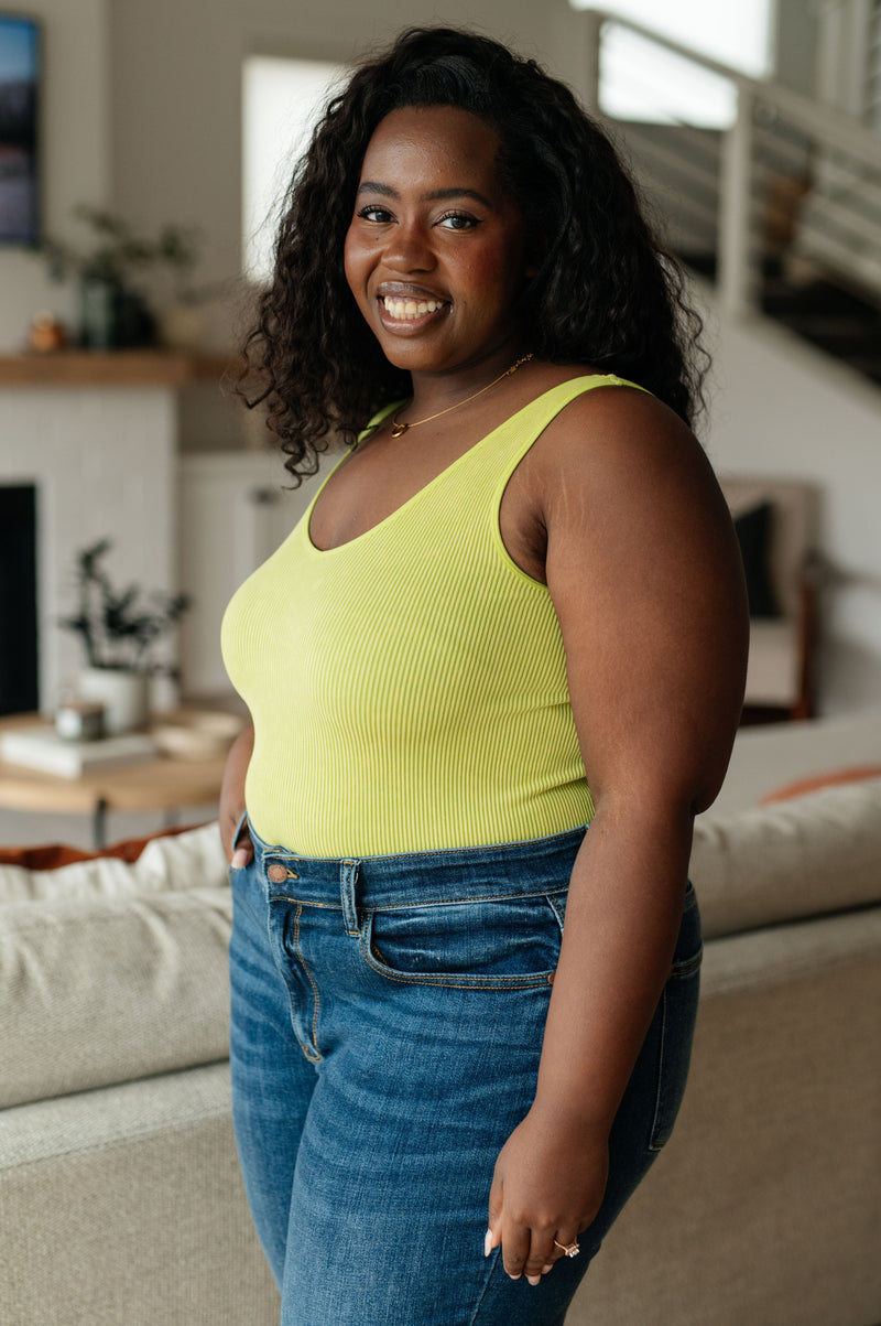 Fundamentals Ribbed Seamless Reversible Tank in Green - Maple Row Boutique 